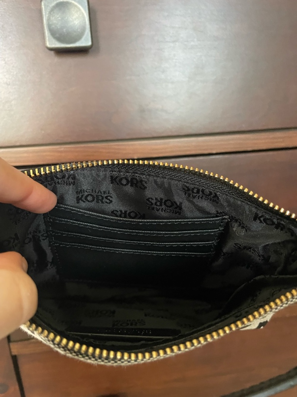 Michael Kors Black & Brown MK Logo Shoulder Bag - Picture 4 of 6